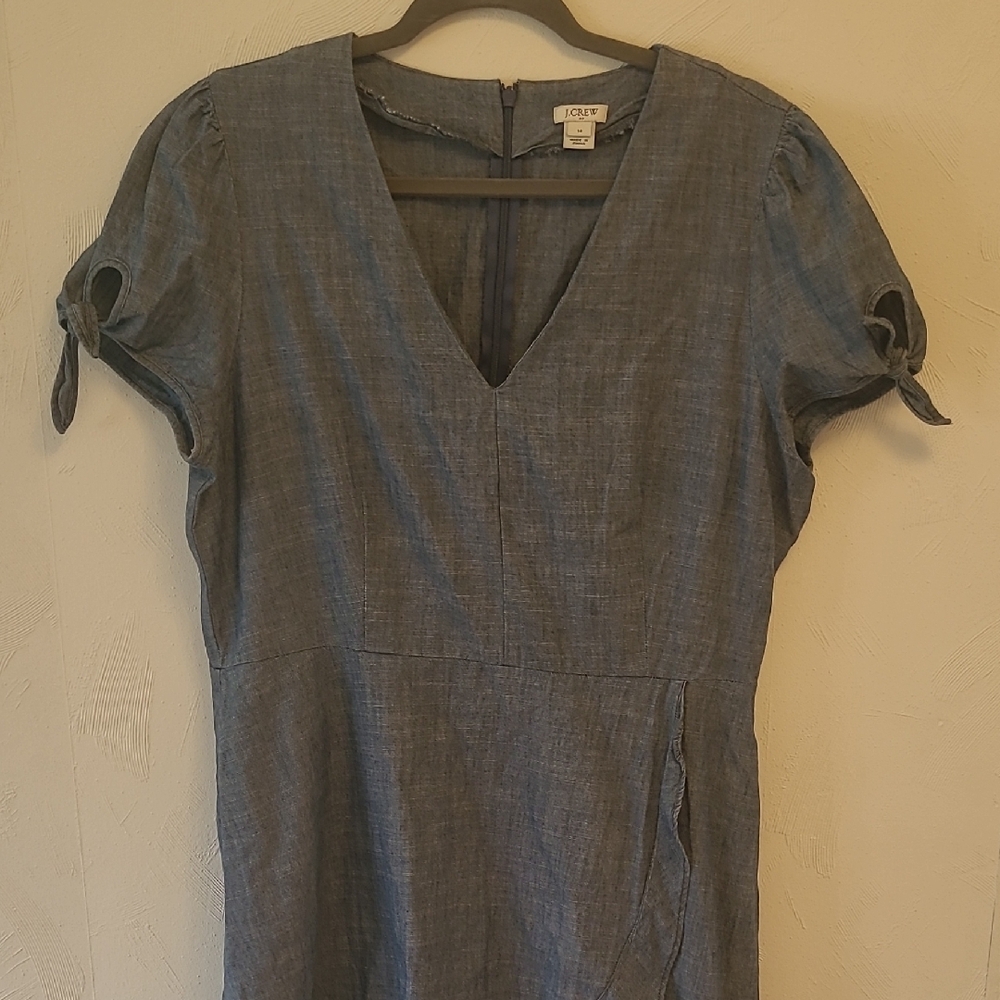 J. Crew Blue V-Neck Mini Dress - Picture 7 of 12